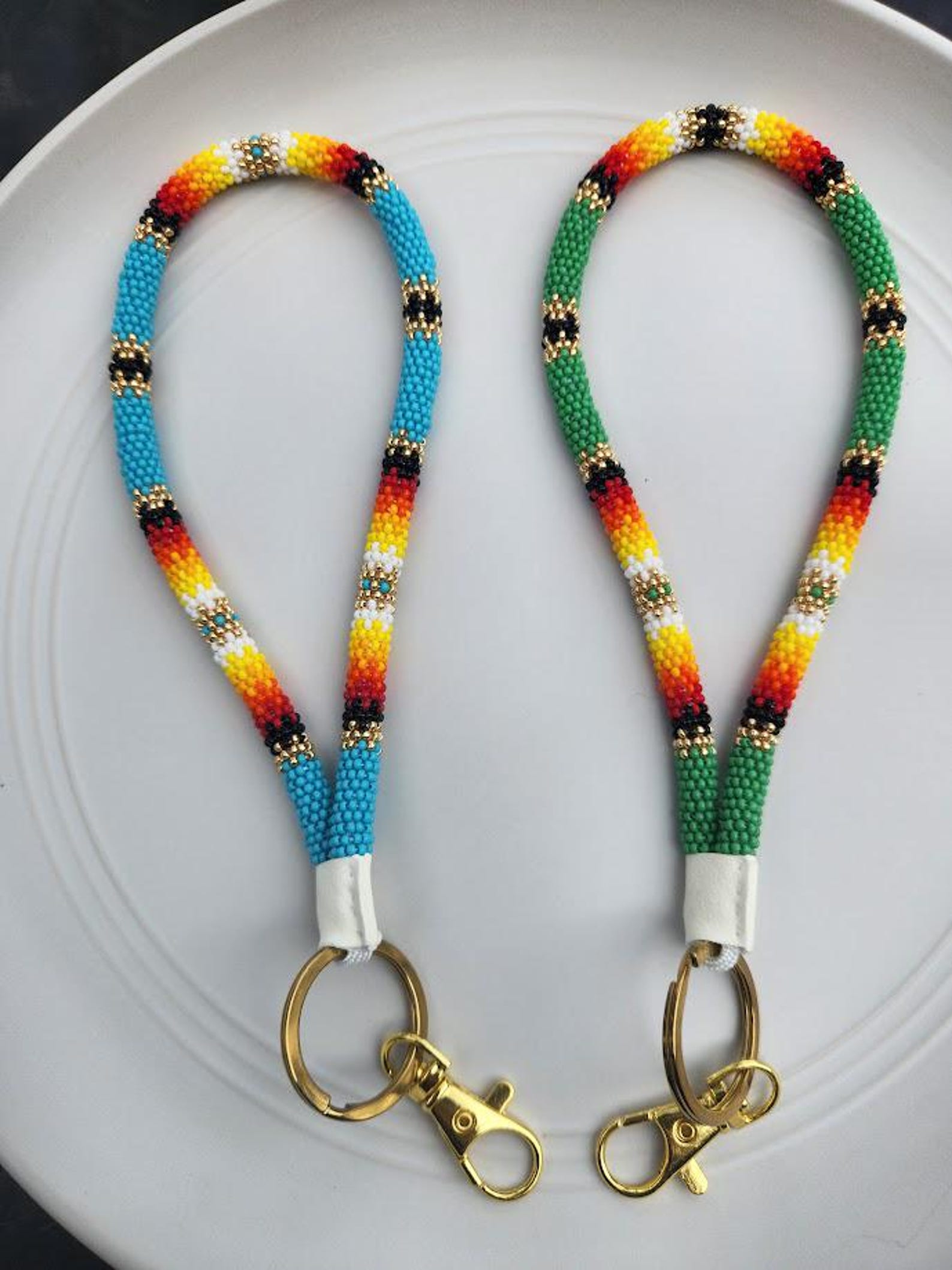 Native Key Chain Handmade Beaded Wristlet Keychain: Native American Design Keychain ...