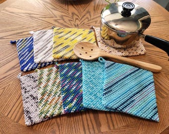 Handmade Crochet Potholders: Double Thick Cotton Hot Pads