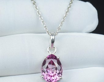 Natural Pear Cut Kunzite Pendant \ 925 Sterling Silver Tear Drop Boho Necklace \ Pink Kunzite Jewelry \ February Gift for Her | 14x10x07 MM.