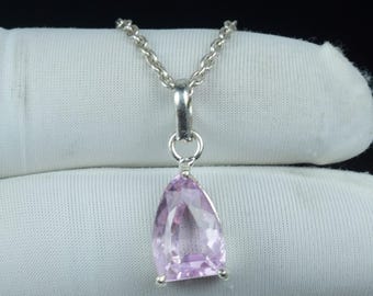 Natürliche Edelstein Kunzit Halskette / Februar Birthstone Geschenk Schmuck Anhänger / Original Rosa Kunzit Schmuck Halskette / Jahrestag Geschenk |