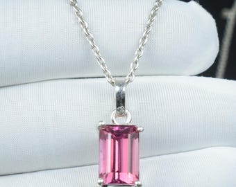 Februar Geburtsstein Geschenk ~ Rosa Kunzit Anhänger Halskette ~ 925 Sterling Silber Kunzit ~ Minimalistischer Schmuck Anhänger ~ Tochter Geschenk Halskette