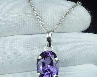 Pendentif Alexandrite Naturelle 5 CT En Argent 925 - Pierre Changeante Ovale, Collier 18 Pouces