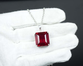 Unikalny naturalny rubinowy wisiorek 925 srebro próby 925 czerwony kamień szlachetny ślubny wisiorek naszyjnik vintage oświadczenie kobiety wisiorek solitaire prezent dla niej