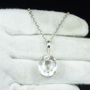 Pendentif saphir blanc naturel 36 carats, argent sterling 925, pendentif fait main pour homme et femme, cadeau d&#39;anniversaire.