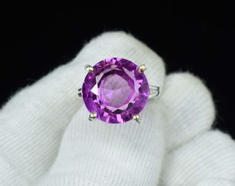 Anillo de kunzita rosa, anillo de plata maciza 925, joyería de piedras preciosas, anillo de declaración, anillo de mujer, anillo de boda, joyería de kunzita rosa, regalo para ella