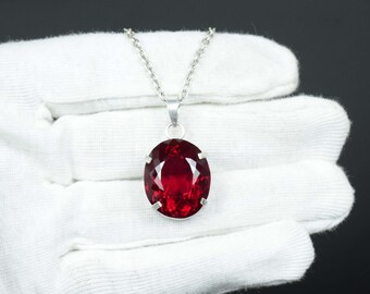Faceted Natural Red Ruby Pendant 925 Sterling Silver Pendant Handmade Boho Style Jewelry Original Gemstone Pendant Vintage Pendant For Gift