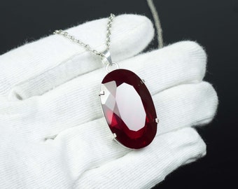 Faceted Natural Red Ruby Pendant 925 Sterling Silver Pendant Handmade Boho Style Jewelry Original Gemstone Pendant Vintage Pendant For Gift
