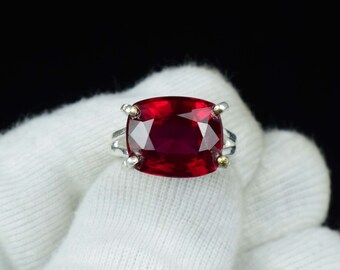 26 Cts Natural Cushion Shape Red Ruby Ring, Ruby engagement ring, vintage Natura Ruby ring, Cushion Red Ruby July Birthstone ring, gift her