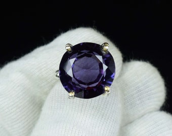 41 Cts Natural Round Shape Alexandrite Ring, Alexandrite engagement ring, vintage Natura Ring, Alexandrite June Birthstone ring, gift her
