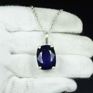 Sapphire Pendant Cushion Cut Sapphire pendant 925 sterling silver pendant Sapphire necklace Natural Sapphire pendant Blue Sapphire pendant