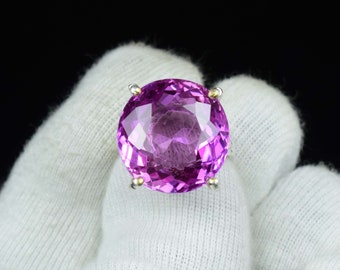Anillo de kunzita rosa, anillo de plata maciza 925, joyería de piedras preciosas, anillo de declaración, anillo de mujer, anillo de boda, joyería de kunzita rosa, regalo para ella