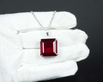 Natural Red Ruby Pendant 925 Silver Sterling Pendant, Beautiful Pendant, Dainty Pendant, Anxiety Pendant, Red Ruby Jewelry, Gemstone Pendant