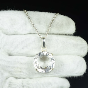Pendentif 52 carats saphir blanc naturel, argent sterling 925, pendentif fait main pour homme et femme, cadeau d&#39;anniversaire.