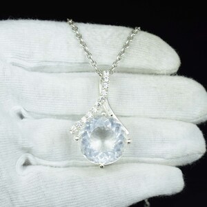 Pendentif saphir blanc naturel de 49 carats, argent sterling 925, pendentif fait main pour homme et femme, cadeau d&#39;anniversaire.