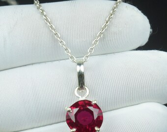 Marvelous Round Shape Necklace | Luxury Blood Red Ruby Pendant Jewelry | Boho Handmade Gemstone |