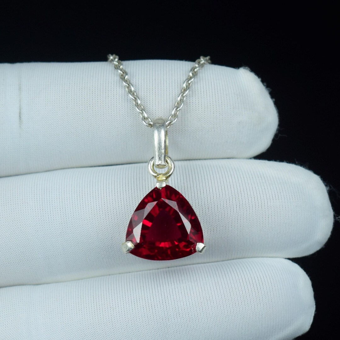 Best Red Ruby Triangle Shape Pendant \ Boho Jewelry 925 Sterling Silver ...
