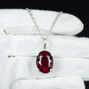 42 Cts Red Ruby Pendant, 925 Sterling Silver Pendant, Bezel Dainty Pendant, Oval Pendant, Anniversary Gift, Gemstone Pendant, Anniversary