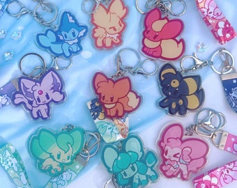 Chibi Eeveelution Lanyard Keychain