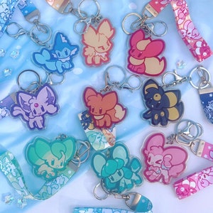 Chibi Eeveelution Lanyard Keychain