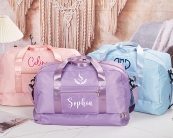 Bolsa de viaje personalizada para mujeres Monogram Bolsa de viaje Bolsa de gimnasio inicial Bolsa de fin de semana Nombre Bolsa de lona Regalos para regalos de hermanas para niñas