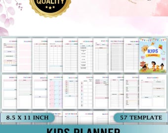 Prayer journal printable, Kids Planner printable, Kids Planner Canva, Editable Kids Planner, Kids Planner PDF, 57 templates