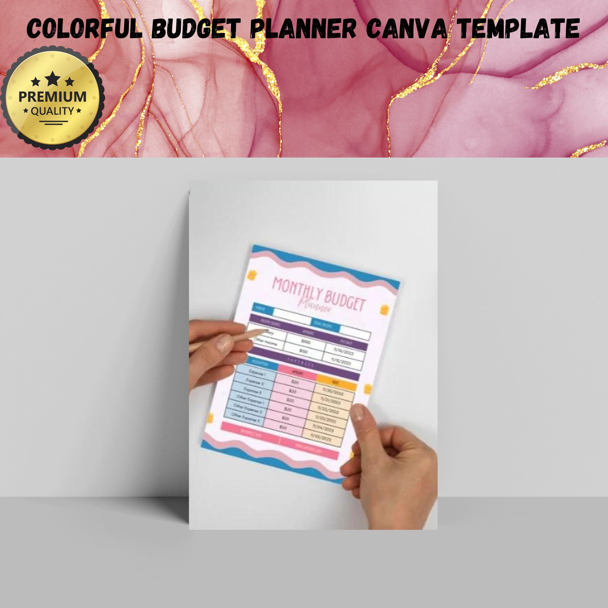 Colorful Budget Planner Canva Template Budget Planner Etsy
