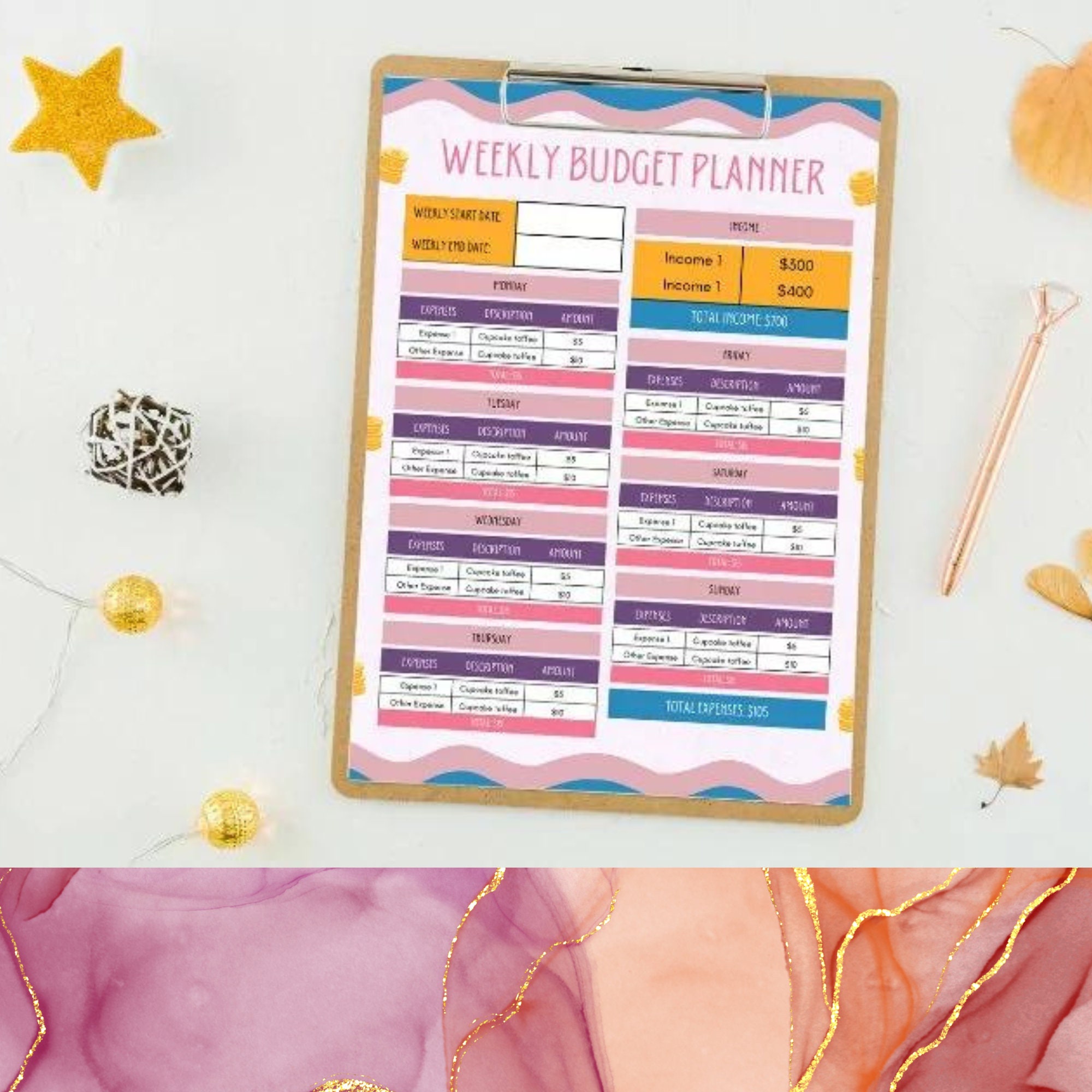 Colorful Budget Planner Canva Template Budget Planner Etsy