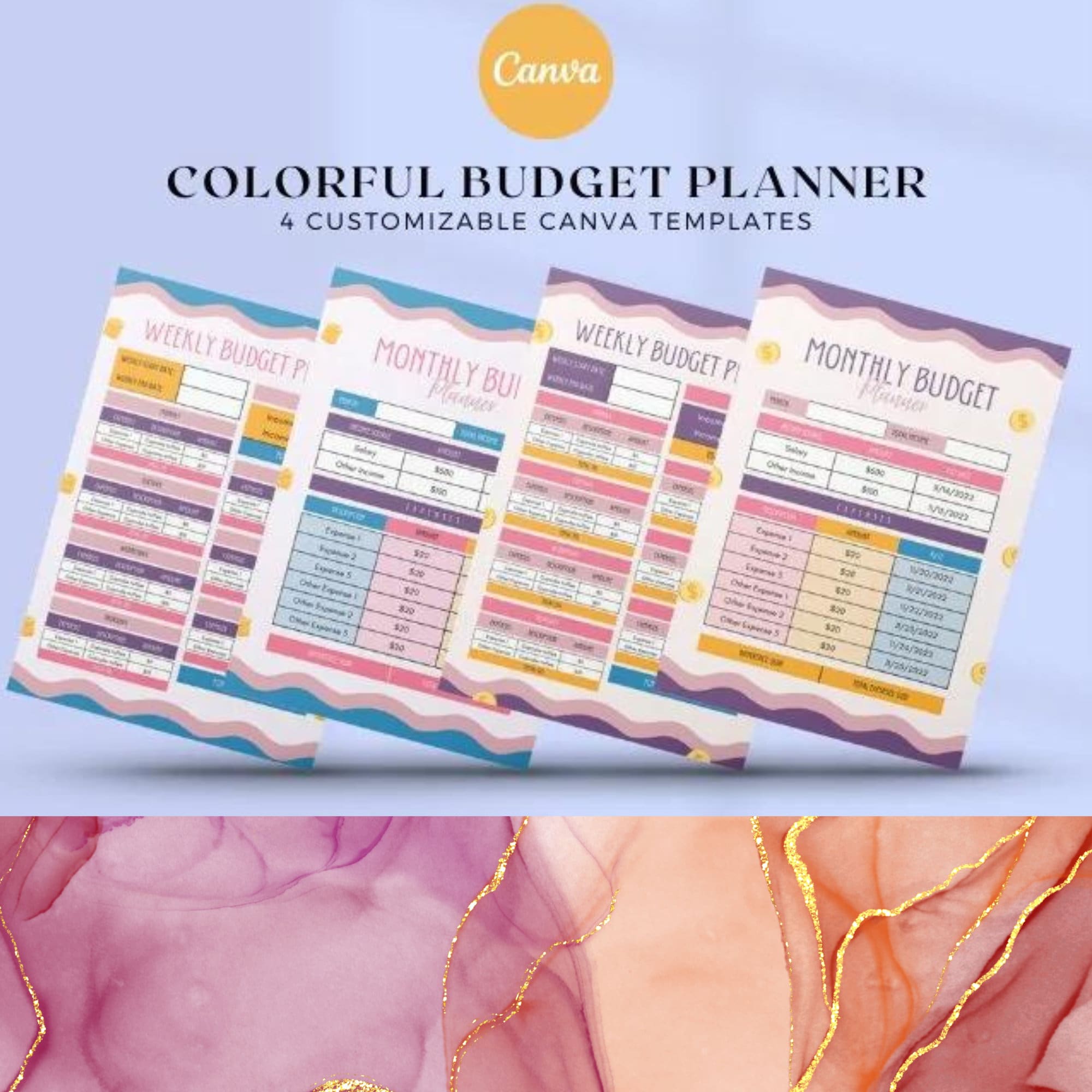 Colorful Budget Planner Canva Template Budget Planner Etsy