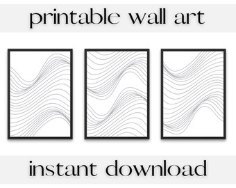 Gray Wall Art Set Download | Printable Boho Home Decor | Instant Wall Art Abstract Print | Minimalist Wall Art and Decor | Line Art Poster