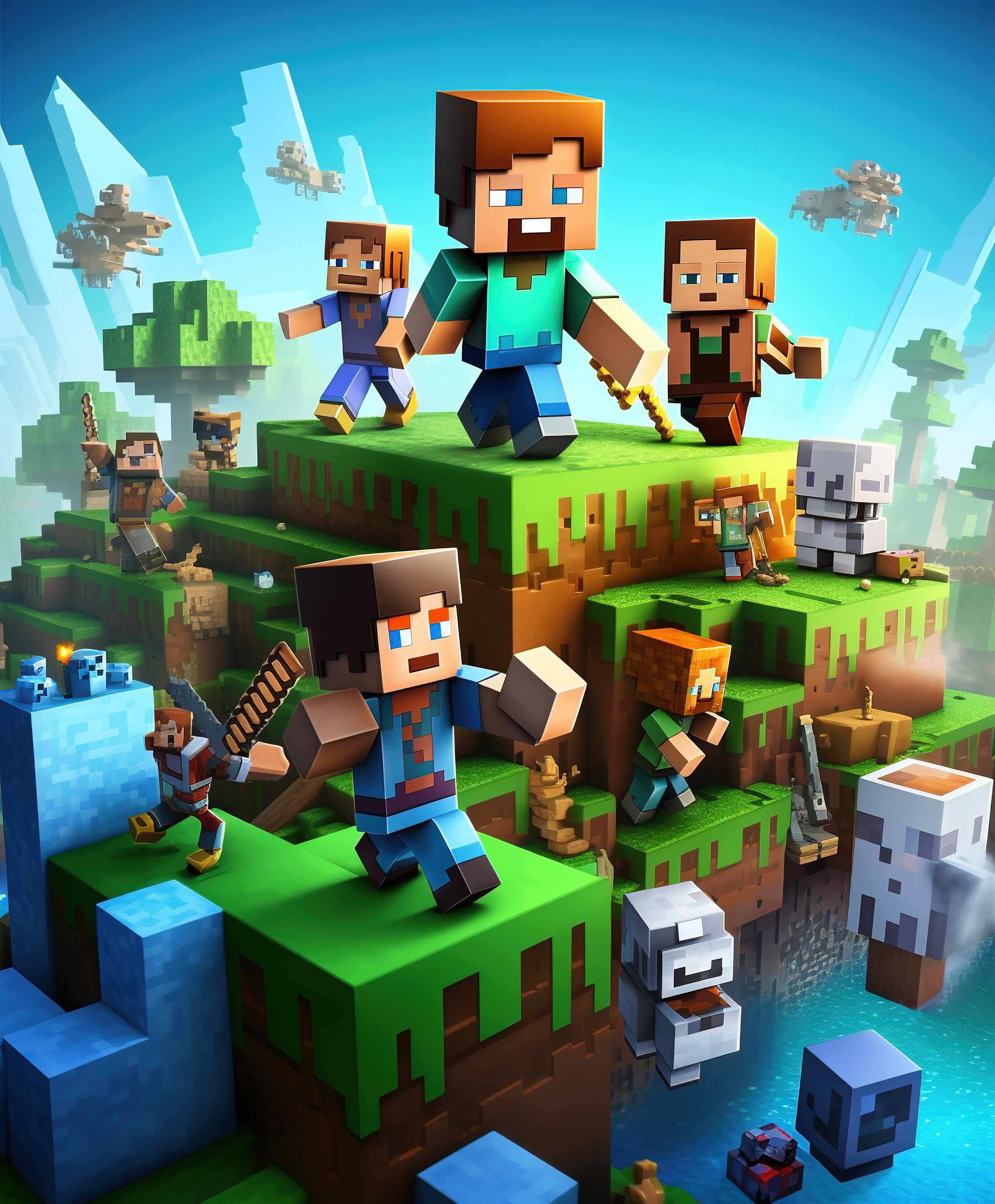 AI Pixel Art Birthday Gift Background 4K Digital Download Print