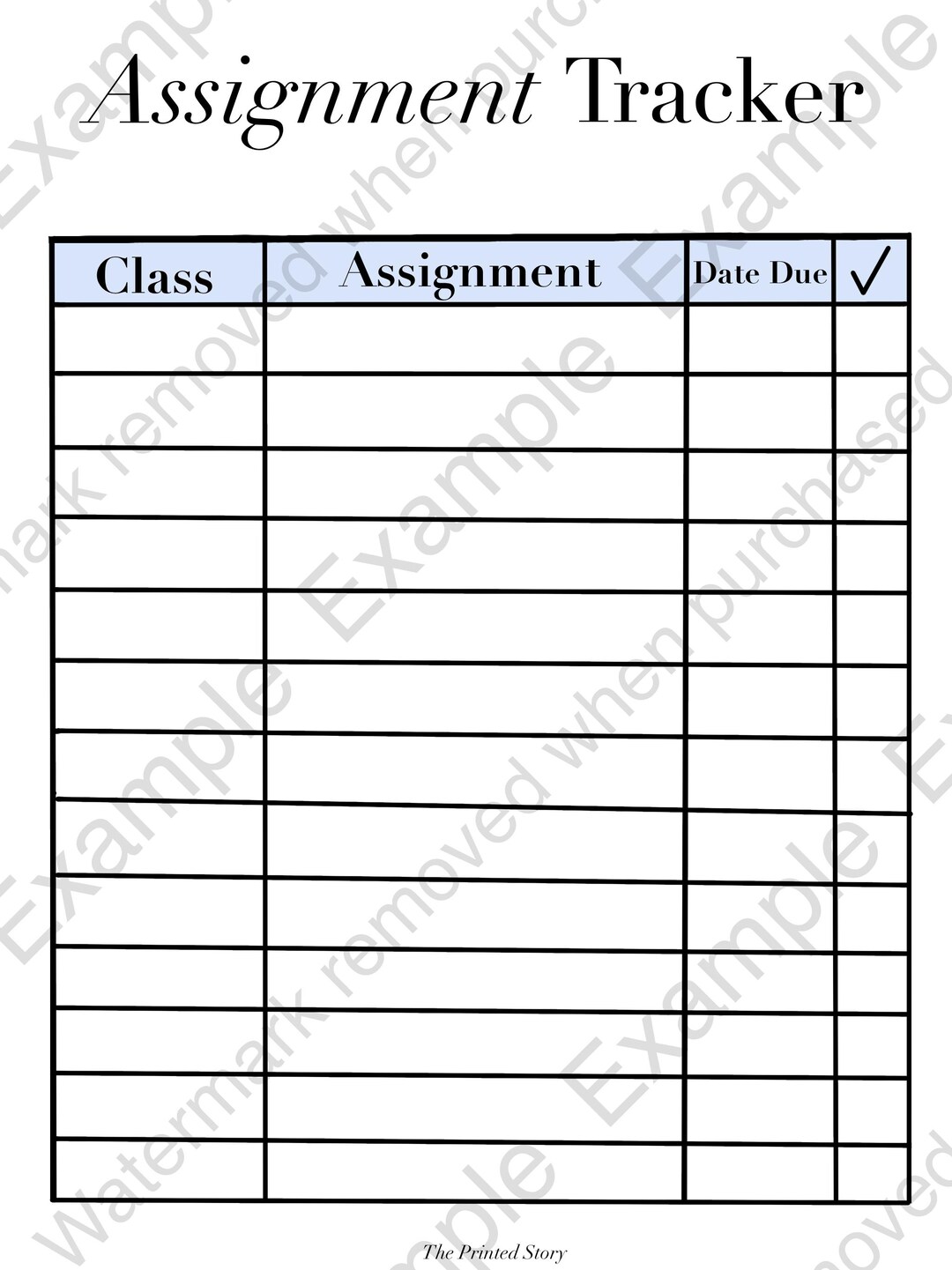 Assignment Identifyer Assignment Tracker - Printable - Etsy