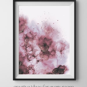 Alcohol Ink Art Digital Print Indie Room Decor Pink Dusty Rose and Gold Abstract Minimalist Wall Art Download Romantic Original Art image 7