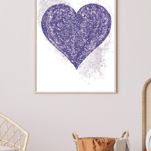 Purple heart with Silver Dust Romantic Printable Art Home Decor Original Abstract Whimsical Digital Art image 8