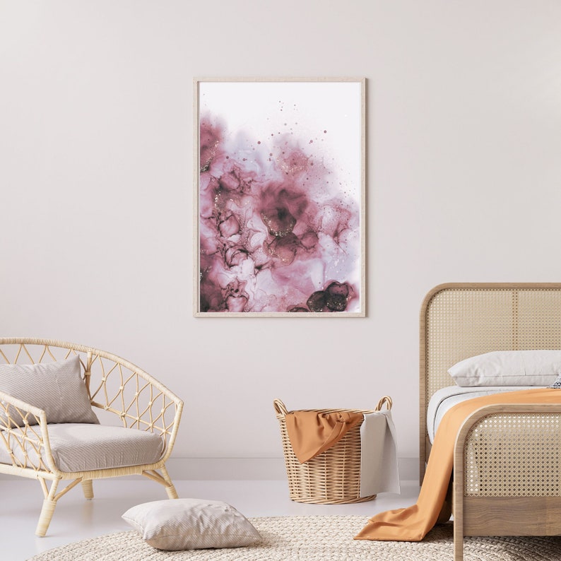 Alcohol Ink Art Digital Print Indie Room Decor Pink Dusty Rose and Gold Abstract Minimalist Wall Art Download Romantic Original Art image 8