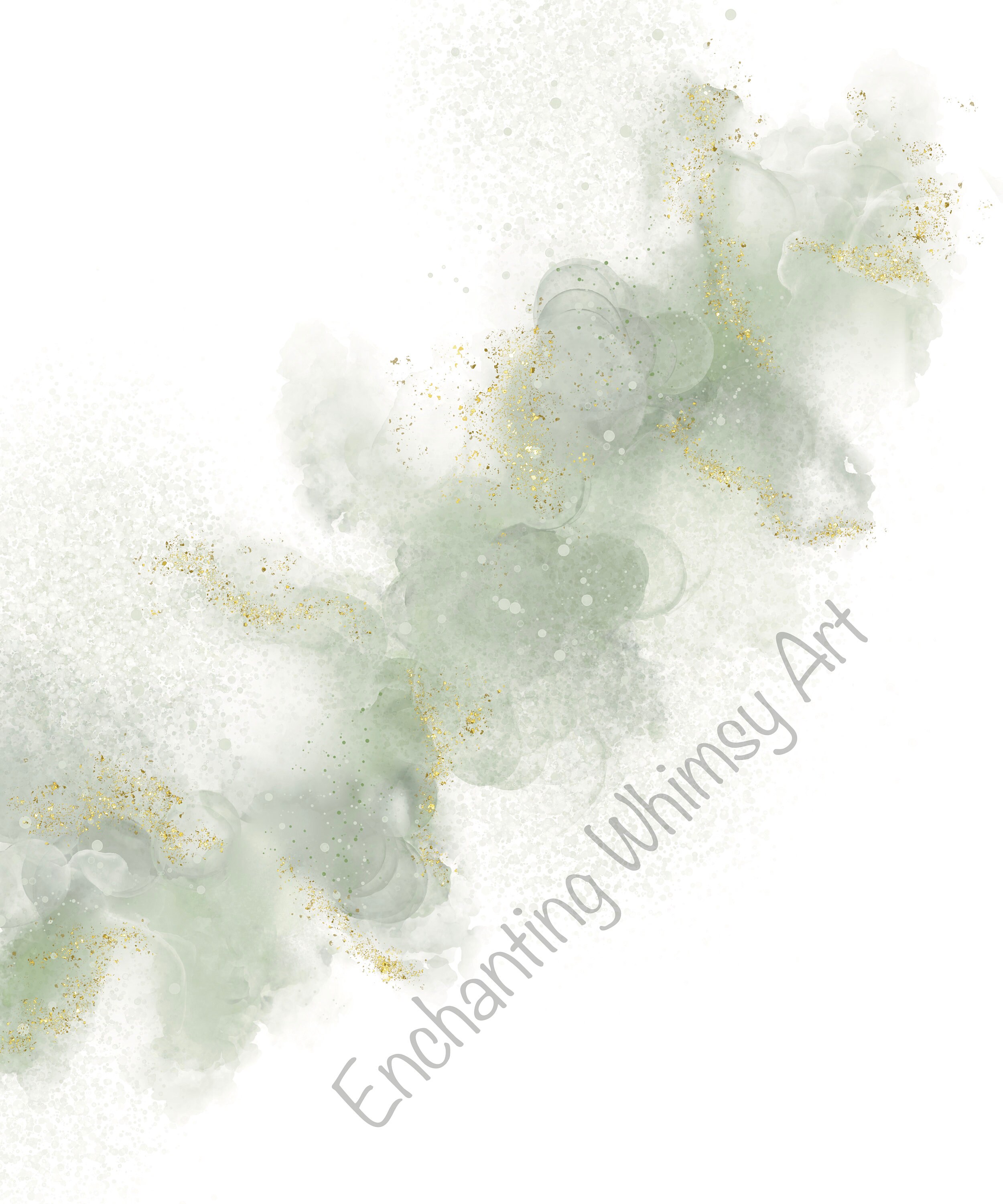 Sage Green & Gold Abstract Art Print: Minimalist Home Decor (digital ...