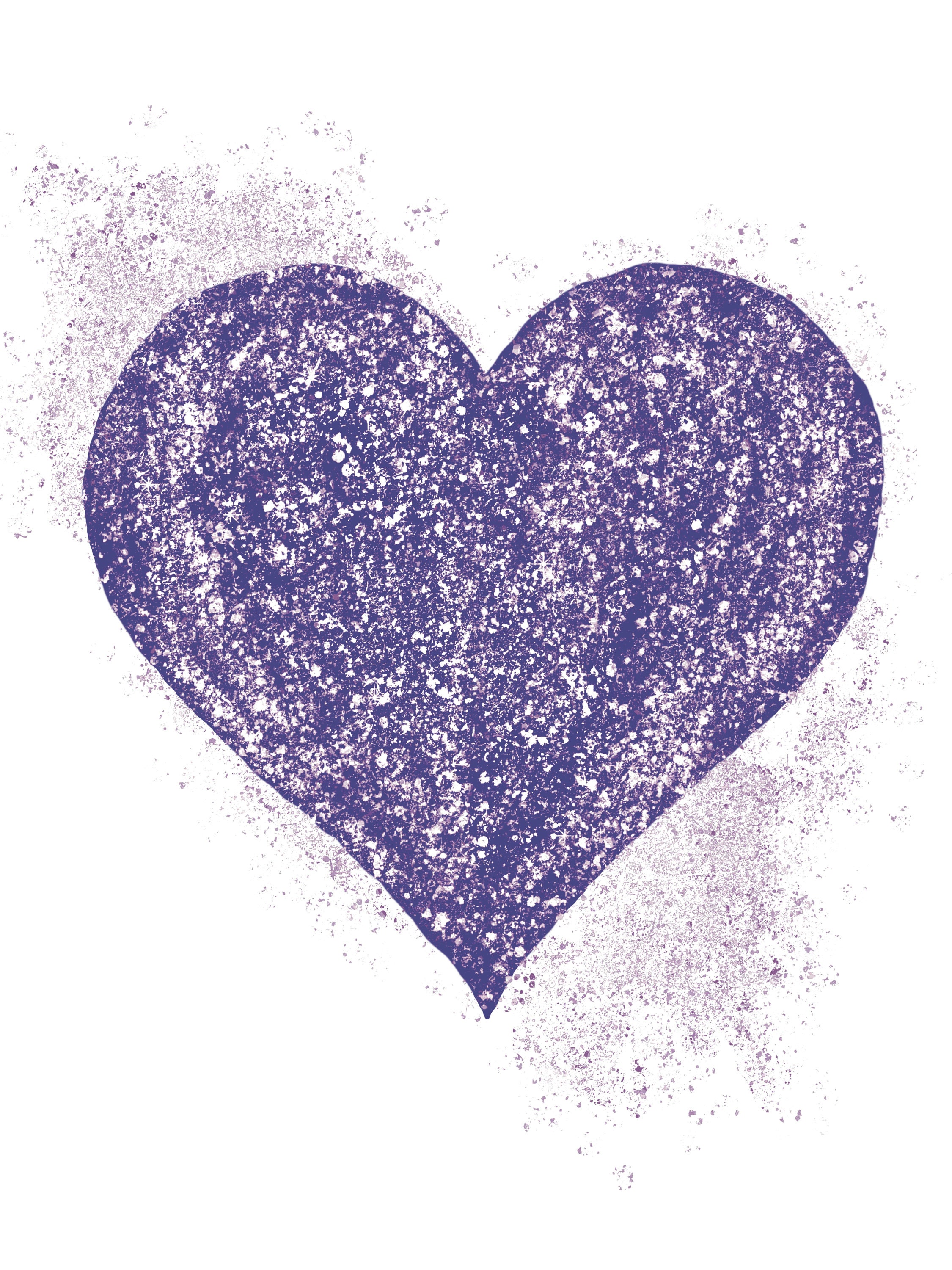 Purple Heart Art Print: Whimsical Silver Dust Design (digital