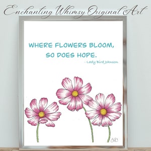 Positive Affirmation Printable Wall Art- Original Wildflower Inspirational Quote- Instant Download for Living Room, Dopamine Decor