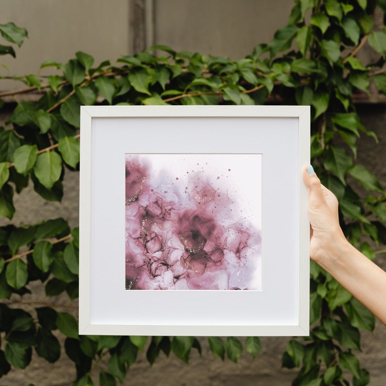 Alcohol Ink Art Digital Print Indie Room Decor Pink Dusty Rose and Gold Abstract Minimalist Wall Art Download Romantic Original Art image 4