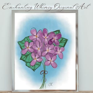 Cute Violet Bouquet, Printable Wall Art, Colorful Wall Decor, Instant Download, Cottagecore Home Decor, Housewarming gift, Dopamine Decor