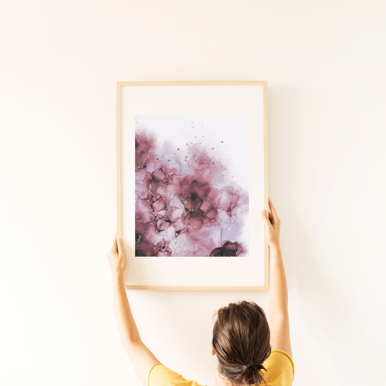 Alcohol Ink Art Digital Print Indie Room Decor Pink Dusty Rose and Gold Abstract Minimalist Wall Art Download Romantic Original Art image 5