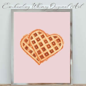 Waffle Heart Wall Art Printable, Cute Valentines Day Decor, Minimalist Wall Art,  Pop Art Kitchen Print, Modern Print, Dopamine Decor