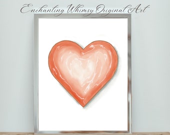 Peach Heart Print: Valentine's Day Wall Art (Digital Download)