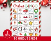 30 Christmas Bingo Cards, Printable Christmas Bingo Game For Kids, Christmas Party Game, Christmas Family Game, Christmas Family Activity
