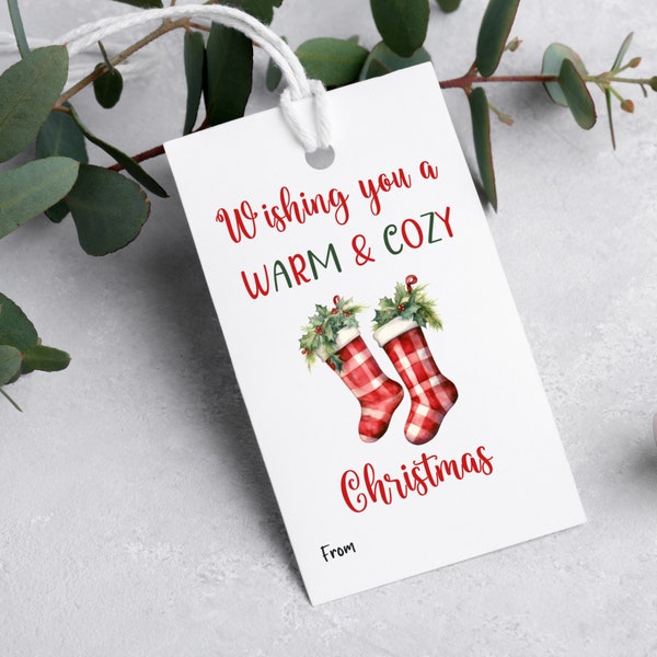 Christmas Gift Tags for Socks, Stocking Tags, Gift Tag, Teacher Gift, Secret Santa, Exchange Gift, Neighbor Gift, Holiday, Fuzzy Socks