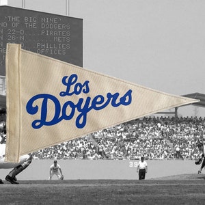 Los Doyers Pennant | Handcrafted Vintage Style | Los Angeles Dodgers | Baseball | Canvas | Home Decor | Wall Art | Rustic Look