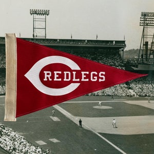 Redlegs Pennant | Handcrafted Vintage Style | Cincinnati Reds | Baseball | Canvas | Home Decor | Wall Art | Rustic Look
