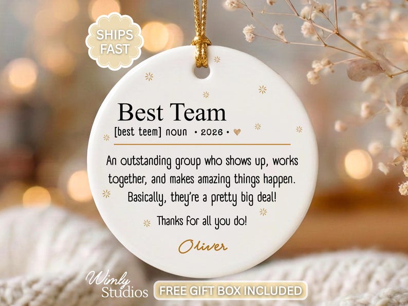 Thanks Sign Script Best Team Christmas Ornament Gift, Personalized Employee Appreciation ...
