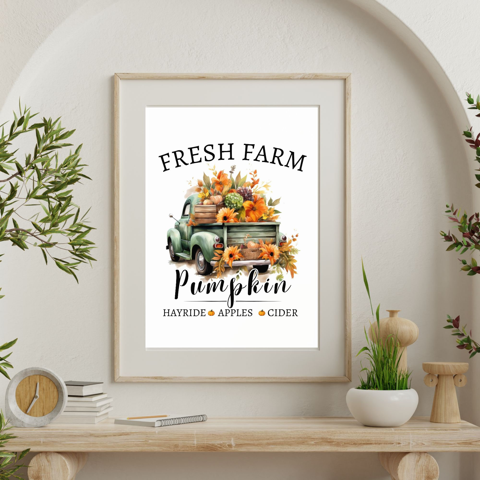 Farms Fresh Printable, Pumpkin Truck Wall Art, Fall Digital Wallart ...