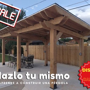 Planos de pérgola adosada de 12x24 / Construya su propia cubierta para patio (¡enlaces de hardware adicionales!)