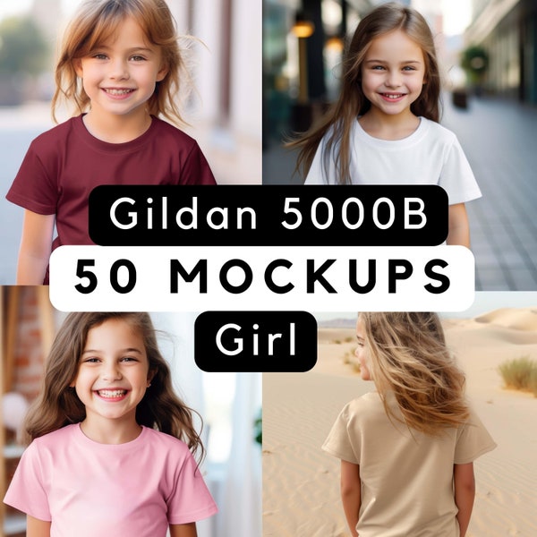 Kids Tshirt Bundle, Gildan 5000B Bundle, T-shirt Mockup Kids, Gildan Kids Tee, Kids tee mock-ups, Gildan 5000b child mocks, 50 png files